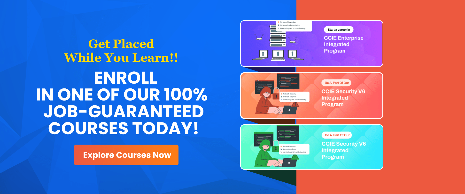 100% job guarantee ccna, ccnp, ccie courses