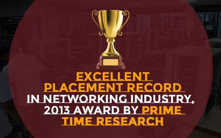 Excellent Placement Record in Networking Industry, 2013 Award by Prime Time Research
